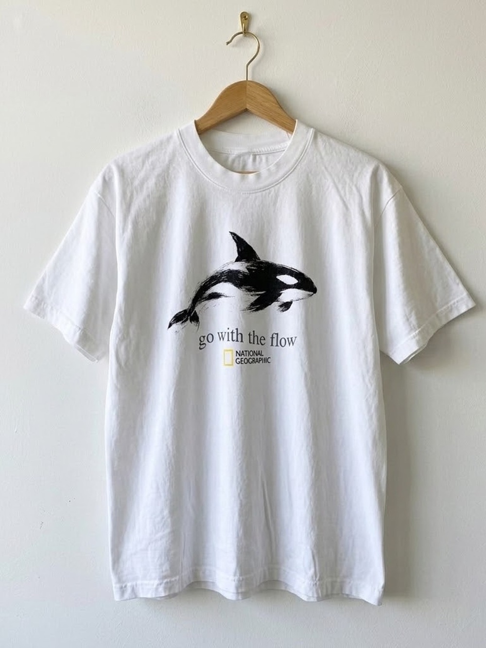 Gildan White Tee with Black and White Orca Graphic